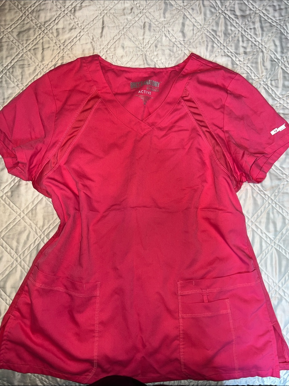 Grey's Anatomy Active V-Neck Scrub Top in Hot Pink
